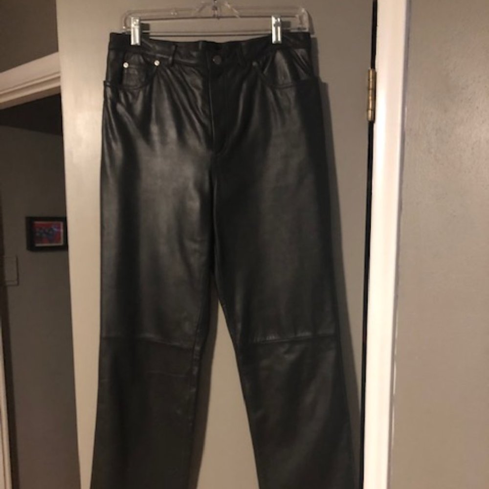 Nine West Black Leather Jean Pant